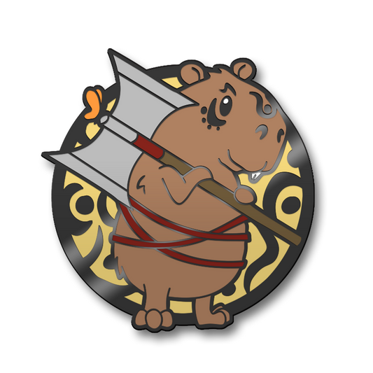 Capybara Barbarian Hard Enamel Pin | PREORDER | Critter Quest Collection