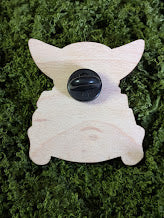 Back of the Dice Goblin Wooden Pin by Smayday Draws