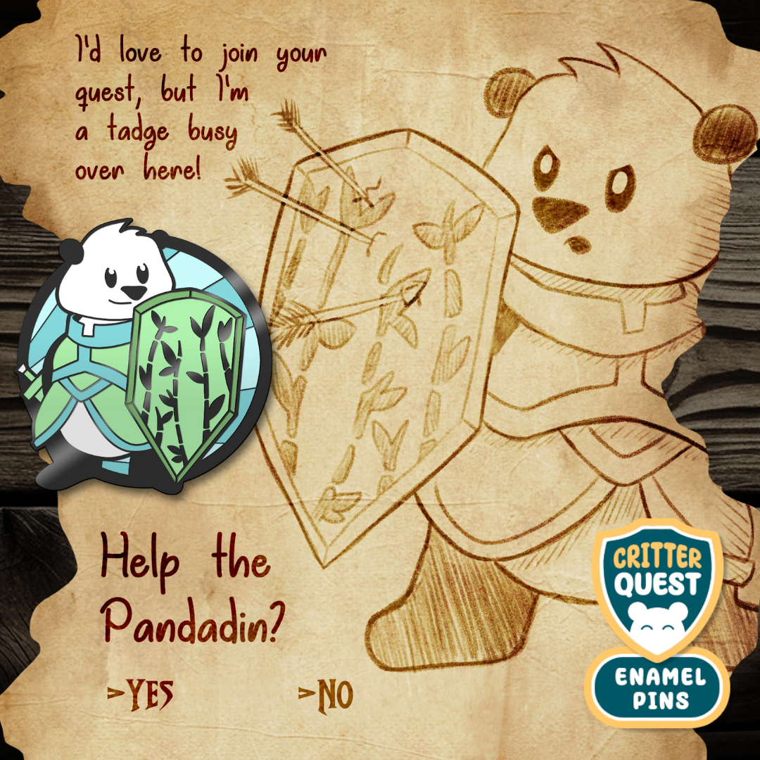 Panda Paladin Hard Enamel Pin | PREORDER | Critter Quest Collection