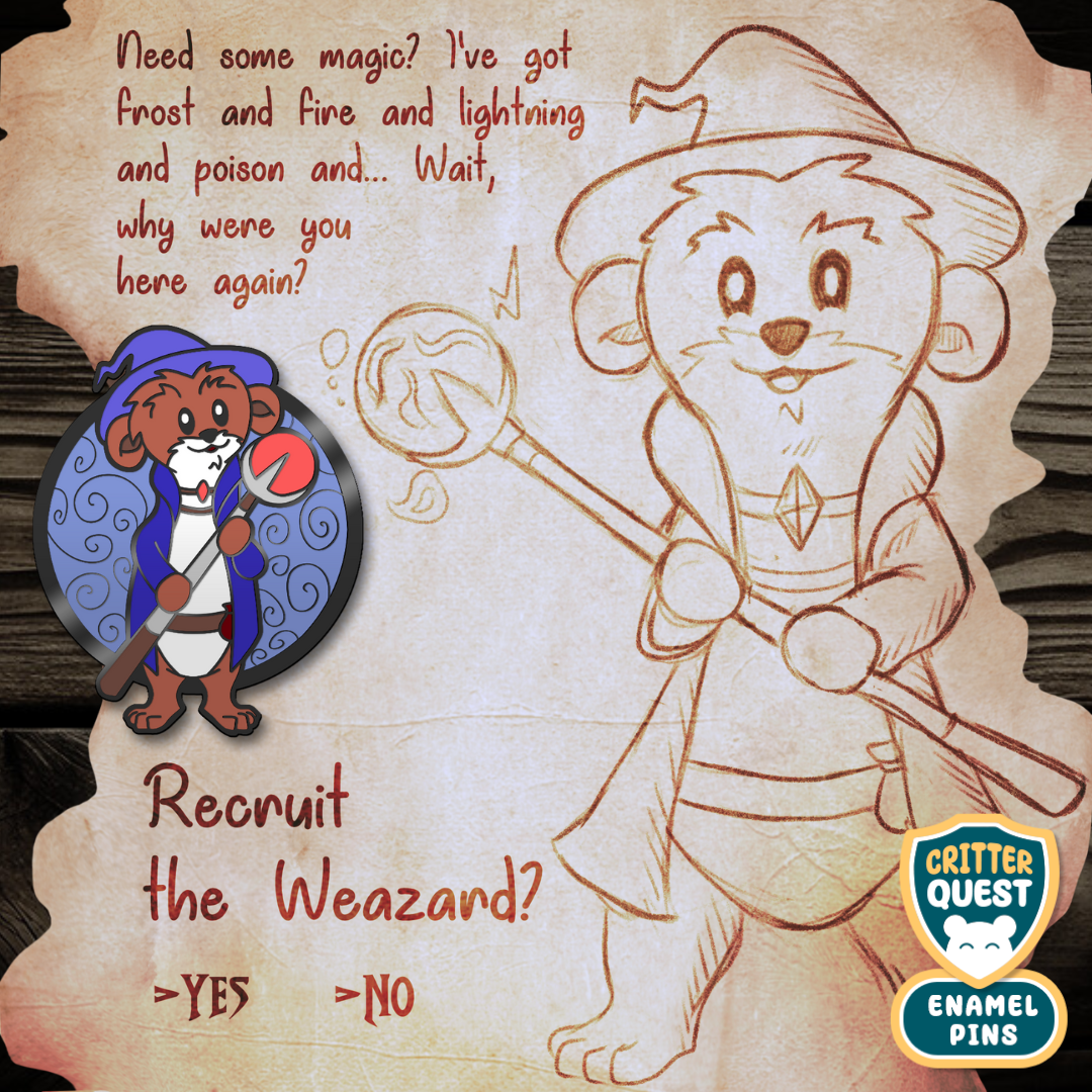 Weasel Wizard Hard Enamel Pin | PREORDER | Critter Quest Collection