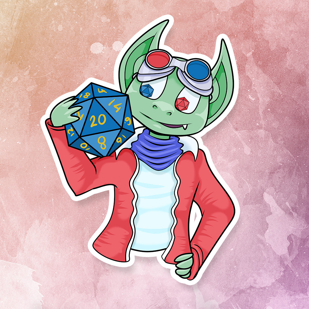 'Annaglyph' Dice Goblin Sticker (2.9")