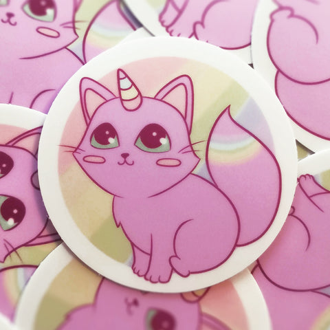 Vinyl Rainbow Caticorn Sticker (2")