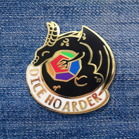 'Midnight Rainbow' Dice Hoarder Dragon Hard Enamel Pin (LE 100)