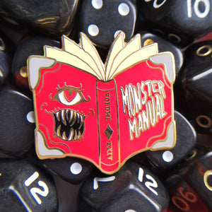 Monster Manual Hard Enamel Pin - Let's Roll Tabletop RPG Pin Collection